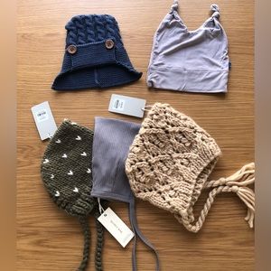 Collection of bonnets/hats: The Blueberry Hill, Quincy May, KicKee Pants